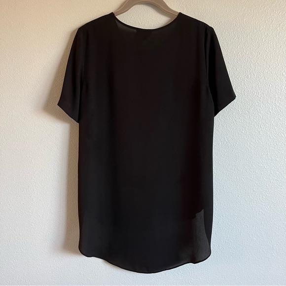 Topshop Black Crew Neck Short Sleeve Hi Low Top - Picture 4 of 6